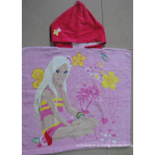 (BC-PB1019) Good Quality 100% Cotton Cutely Kids Beach Poncho